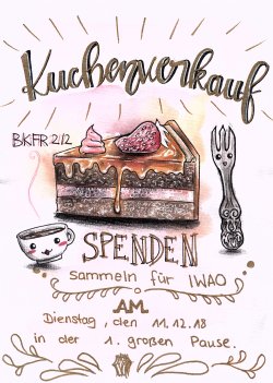 Foto: Plakat von Gizem Ipek (BKFH2) zur Kuchen-/Spendenaktion